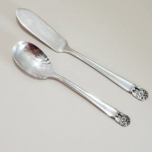 2pc Rogers Bros ETERNALLY YOURS Serving Utensils Sugar Spoon Butter Cheese Knife